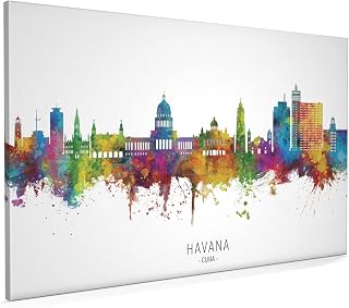 Havana Cuba Skyline Box Canvas Print with City Name -8928