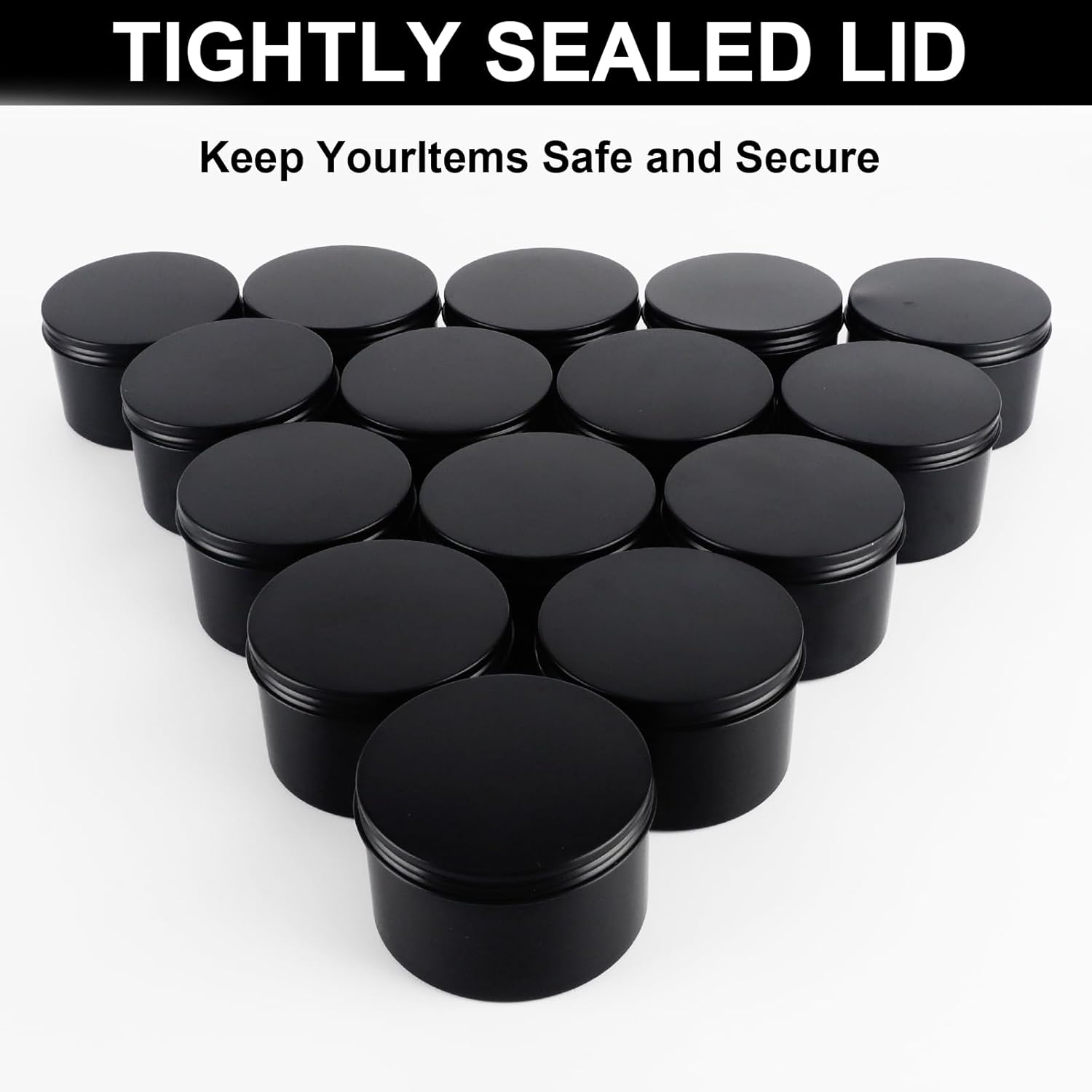 42 Pack Round Cans with Screw Lid 7 Oz Aluminum Metal Tins DIY Food Candle Containers for Lotion Bars, Balms, Salve, Spices, Beard Balm, Crafts with 4 Markers 6 Sheets Label Stickers (Black)