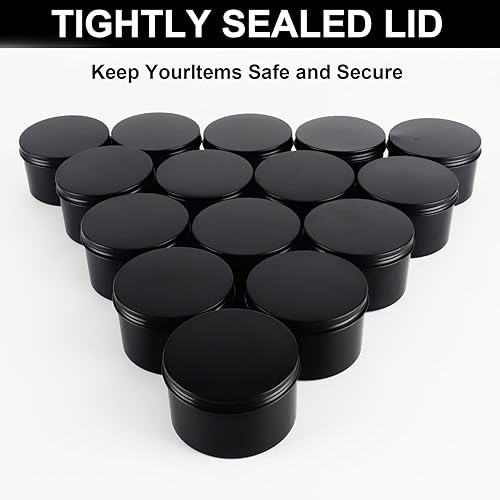 Miniatura 3 de OBKJJ Tarros de vela negros de 7 onzas, latas mate de 42 unidades, recipientes de metal para velas con tapas, recipientes para velas a granel para