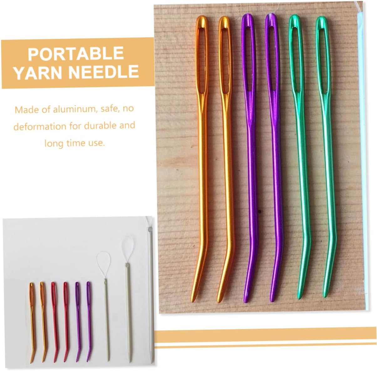 Uonlytech 12pcs Multi-Function Aluminum Yarn Needles Bent Darning Sewing Needles Mixed Colors for Knitting and Craft Sewing Accessories Random Color