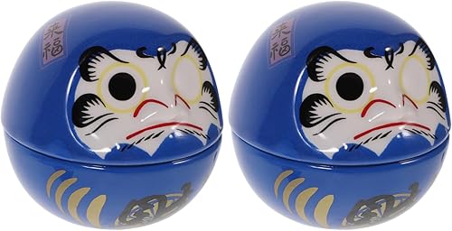 Miniatura 1 de Toyvian 2 vasos de Dharma figuras de gato en miniatura Harmony Daruma Figurine Porcelana Mini Daruma Health Daruma Estatuas Daruma Car Playset Red
