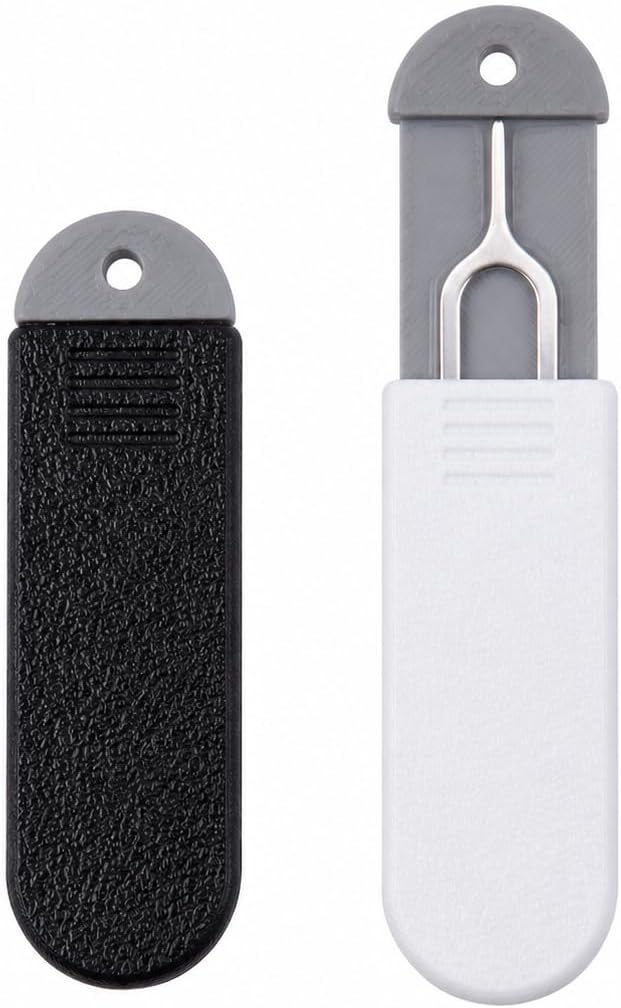 2 PCS SIM Card Removal Tool Holder with Ejector Pins, Black & White