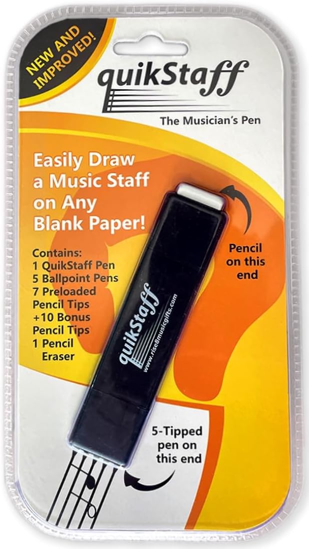QuikStaff Musicians Pen - Draws a 5 Line Music Staff on Any Blank Paper UPDATED