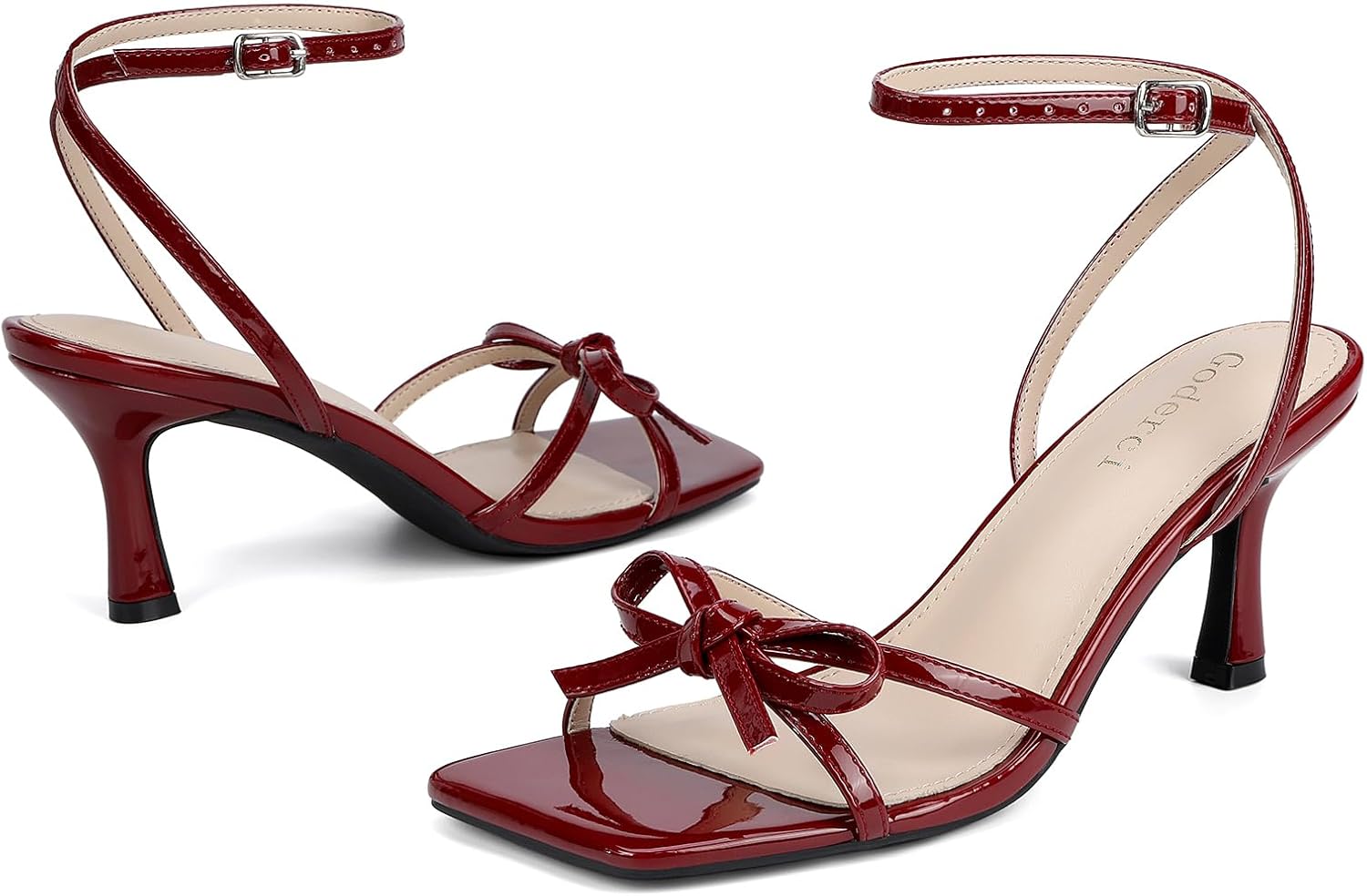 Kitten Heels with Bow Strappy Heels for Women Square Open Toe Mid Heeled Sandals - Image 5