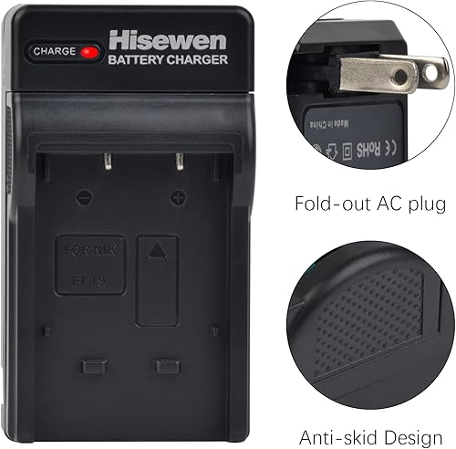 Miniatura 4 de Hisewen EN-EL19 Paquete de 2 baterías y cargador para Nikon Coolpix S32, S33, S100, S2800, S3100, S3200, S3300, S3500, S3600, S3700, S4100, S4200,