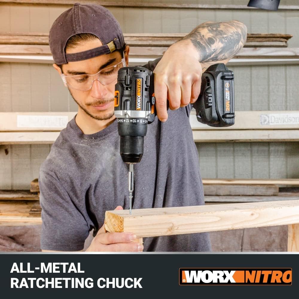 Worx WX102L 20V Power Share 1/2" Cordless Drill/Driver with Brushless Motor : Tools & Home Improvement