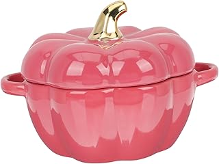 Abaodam 2 Peças Tigelas De Sopa Com Alça De Porcelana Cocotte Abóbora Design Tigela De Sopa Adorável Tigela De Sobremesa Tigela De Sopa De Abóbora Panela De Molho Com Tampa Tigela De