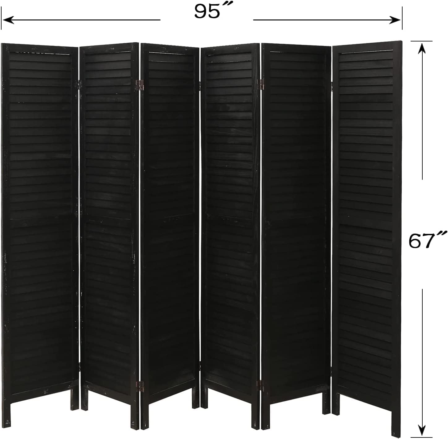 ECOMEX 6 Panel Room Divider Fully Assembled 5.6Ft Wood Room Dividers and Folding Privacy Screens Partition Wall Dividers Room Separator for Home Bedroom Office Restaurant, Black