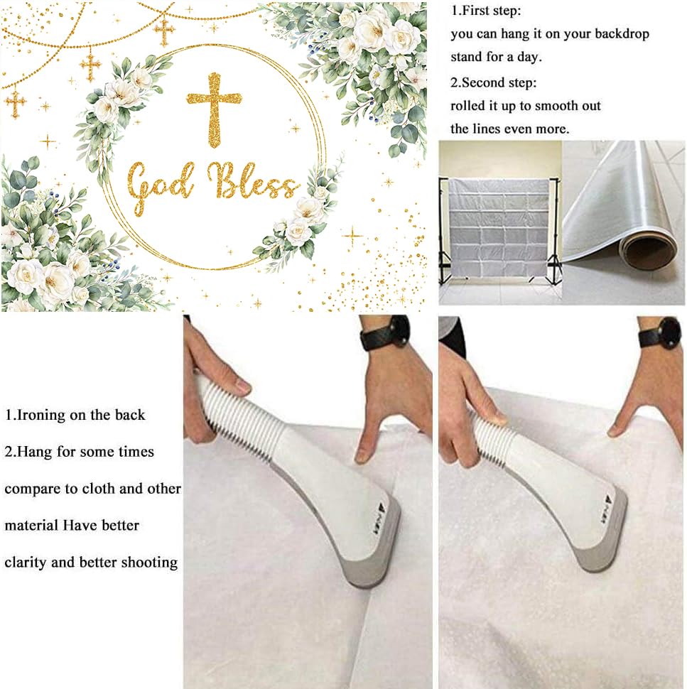 Fondo decorativo God Bless 8x6ft blanco miniatura 7