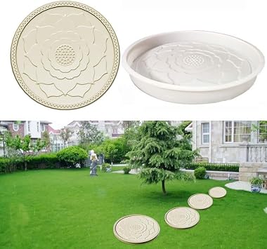 Large Round Brick Mold, 19.68" x19.68x2.36 Concrete Molds ,Walk Maker Reusable Path Brickform Stepping Stone Paver Lawn Patio Yard Garden DIY Walkway Pavement Moulds Lotus