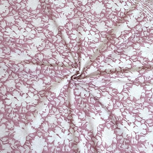 Image of TOAIArt Premium Jaipuri Dohar | AC Blanket Summer Quilt | Hand Block Printed | 3 Layers | Reversible | 150GSM 100% Mulmul Cotton| 100% Cotton Flannel Filling | Single 60 inch X 90 inch|Vintage Pink Kalamkari