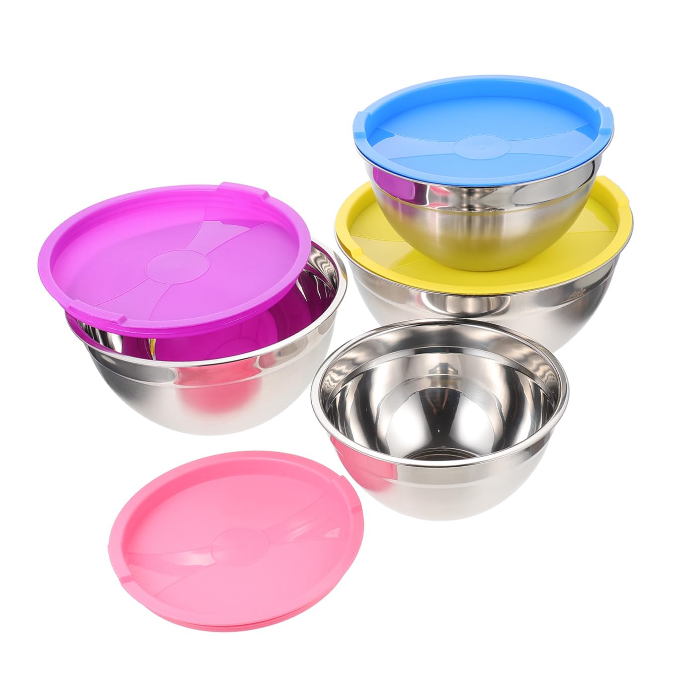 Amosfun 4 Piezas Ensaladera De Acero Inoxidable Accesorios De Cocina Grandes Tazones De Sopa Tazón Para Servir En Casa Tazón De Frutas Apilar Tazones Para Mezclar Cuenco Casero Bochas