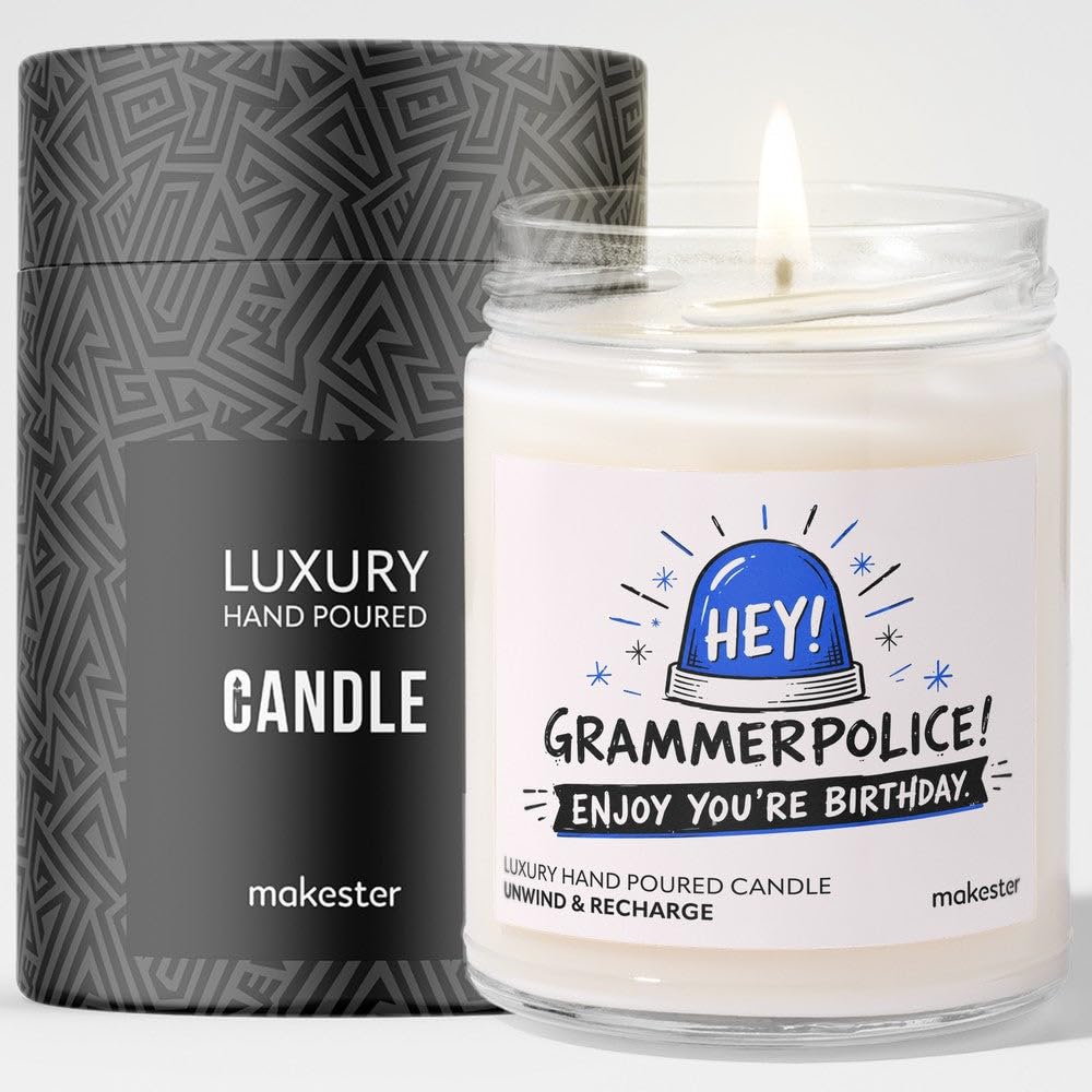Birthday Gift for English Teacher - Luxury Soy Wax Candle - Vanilla, Jasmine, Sugared Almond - Makester — image 1