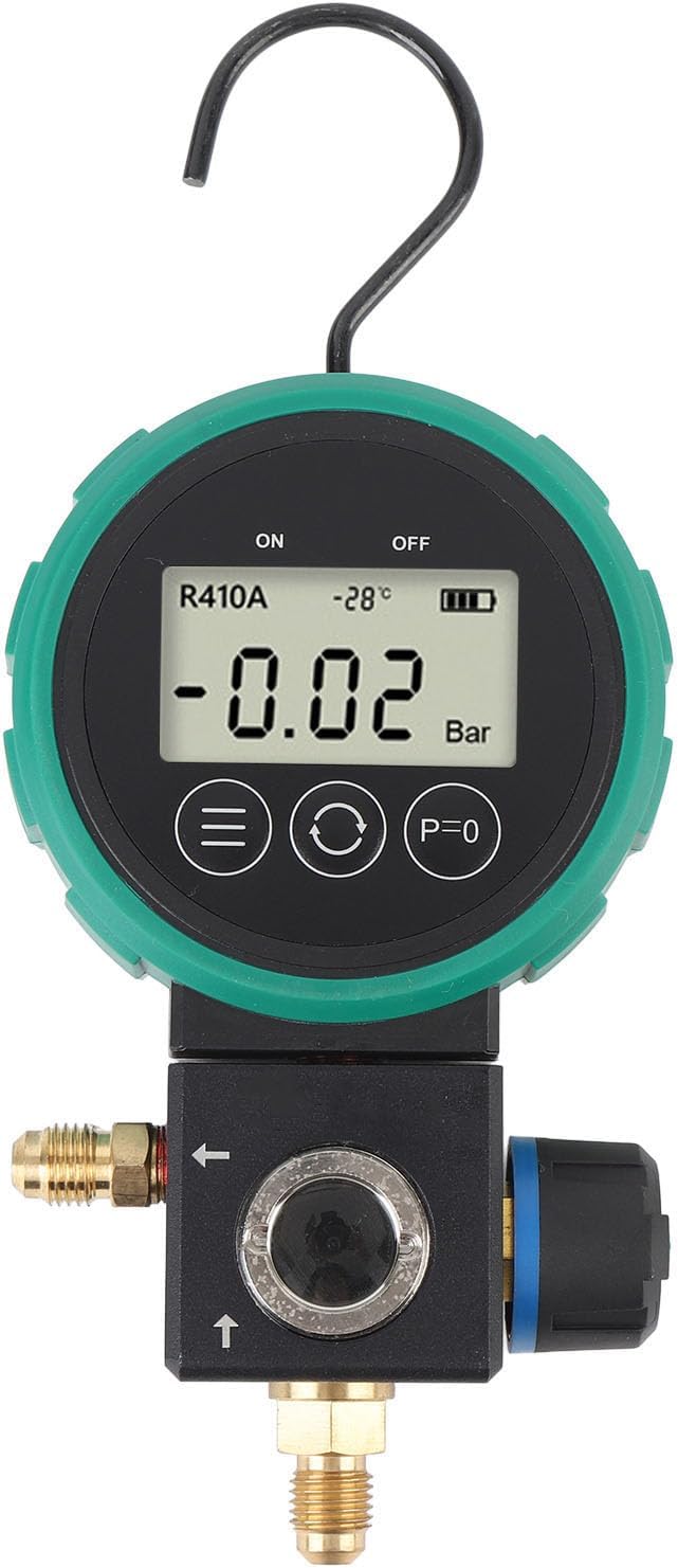 LiebeWH Digital HVAC Vacuum Pressure Manifold with Automatic Shutdown Ball Valve Design for Air Conditioning Systems