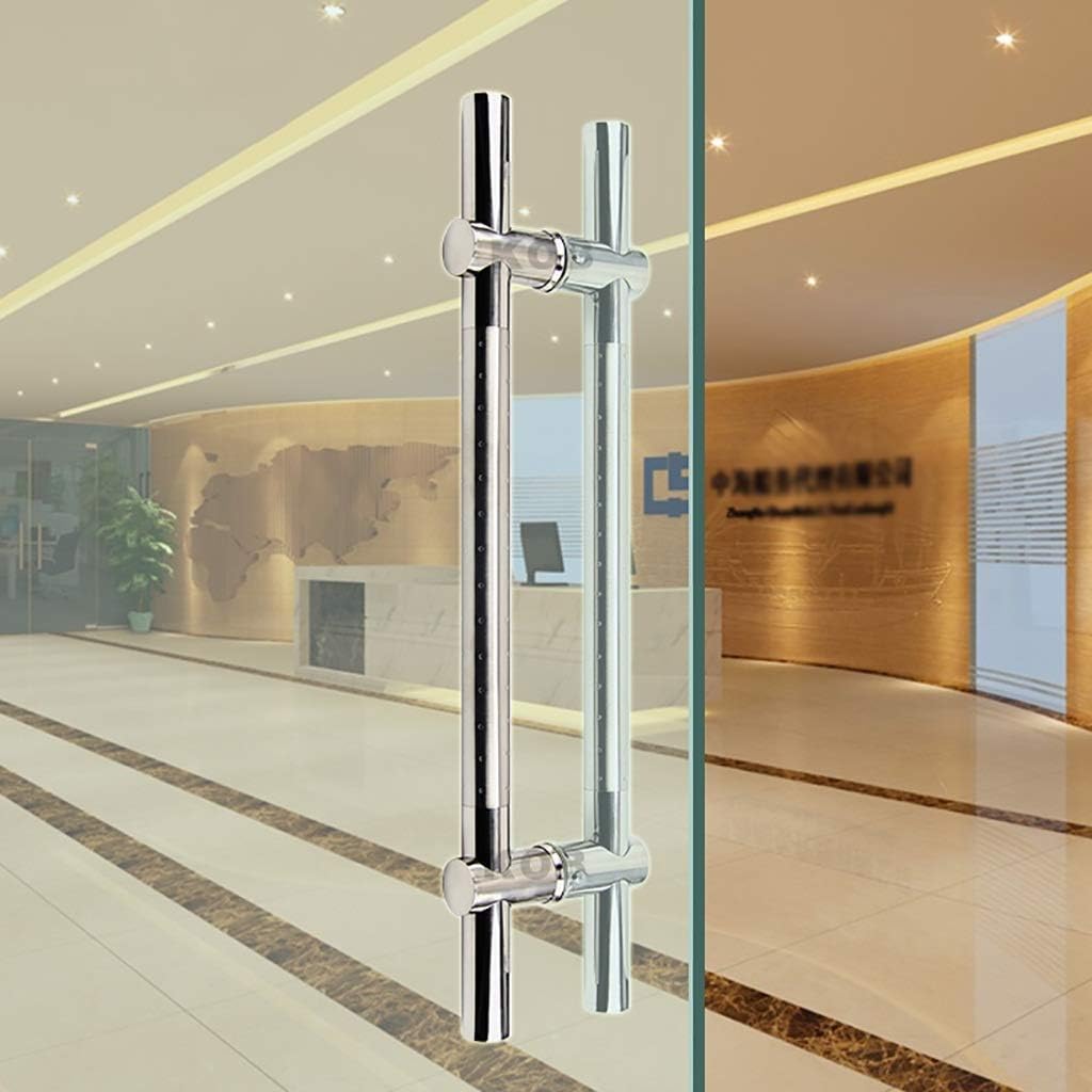 Glass Door Handle, Brushed Stainless Steel Round Tube Door Handle/Commercial Push-Pull Door Handle, Adjustable Hole Spacing - 3 Lengths/Length 1200Mm/47.2Inch