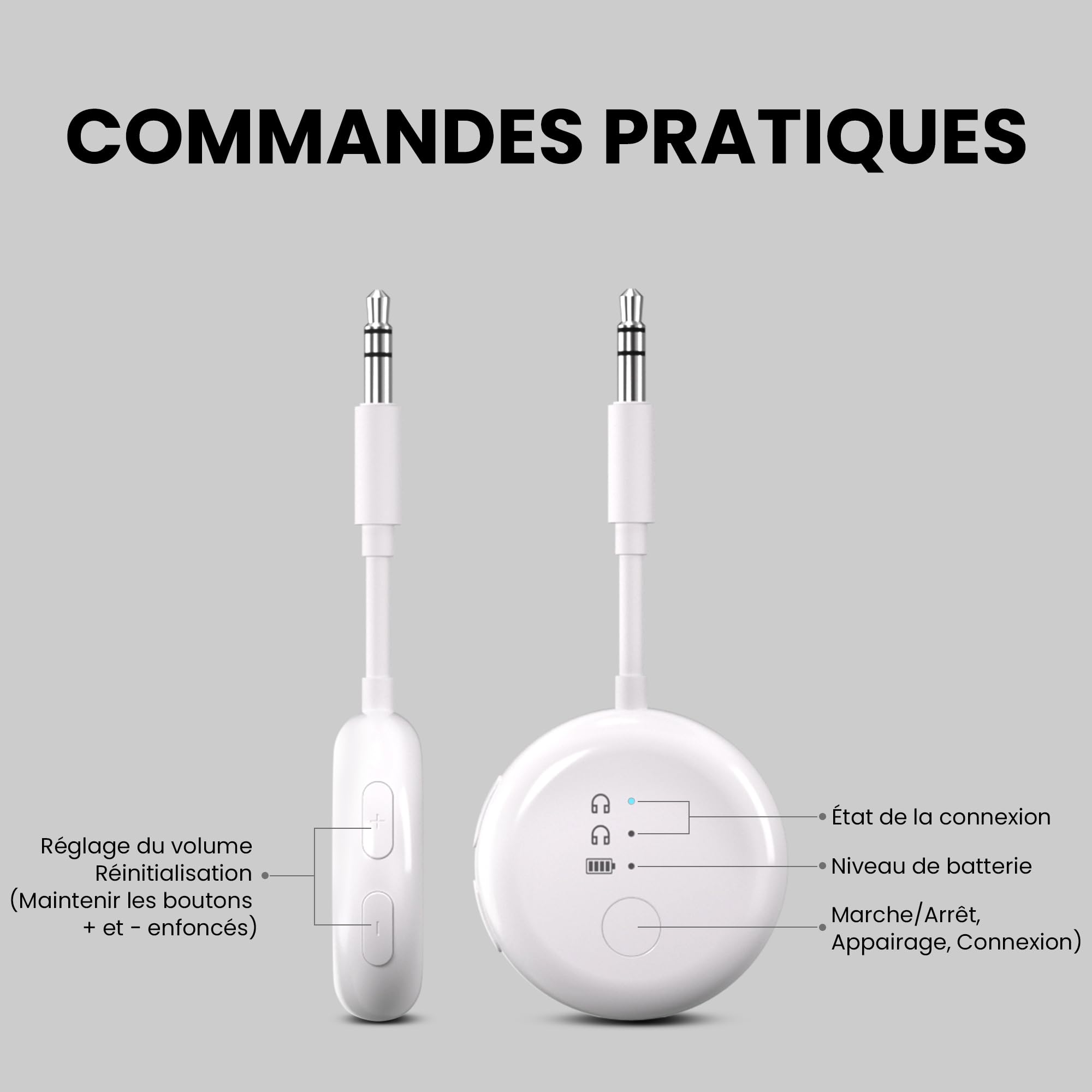 Avantree SoundJet R1 Adaptateur Avion Bluetooth aptX Adaptive 20 h Autonomie Transmetteur Audio sans Fil Puce Qualcomm Blanc