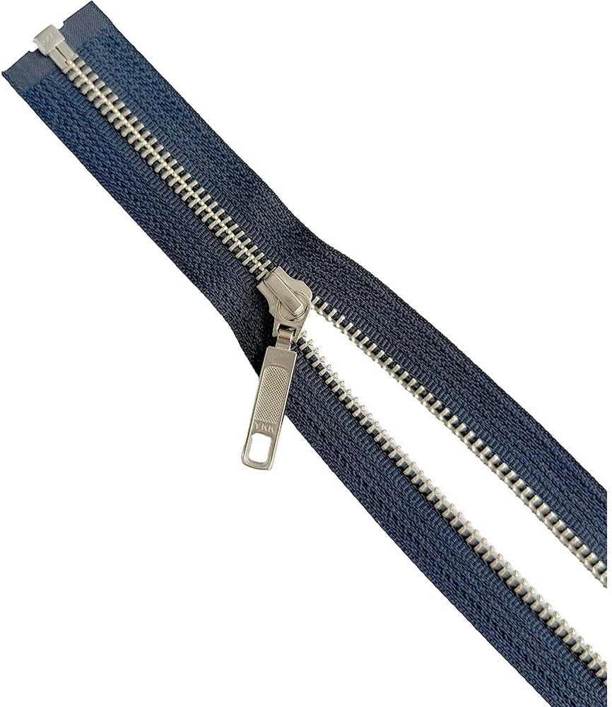 #5 Nickel Silver Metal YKK Medium Weight Jacket Zipper Sport Drop Pull Separating Choose Color Navy - Length Made in The United States (Navy, 14" Inches)
