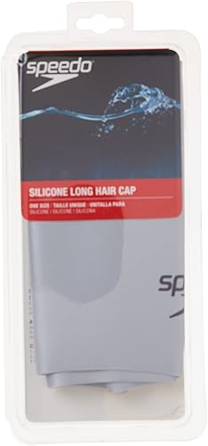 Miniatura 4 de Speedo - Gorro de natación de silicona para cabello largo Azul, Plateado, Negro, Blanco