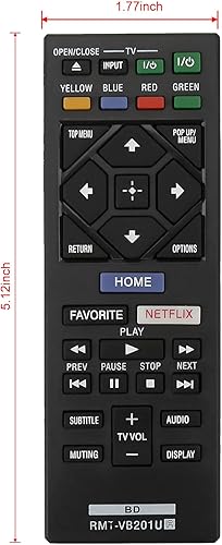 Miniatura 4 de Nuevo RMT-VB201U Reemplazo remoto para Sony BLU-RAY Disc Player BDP-S3700 BDP-BX370 BDP-S1700 RMTVB201U BD-BX370 BDP-S1700ES 149312311 BDP-BX150