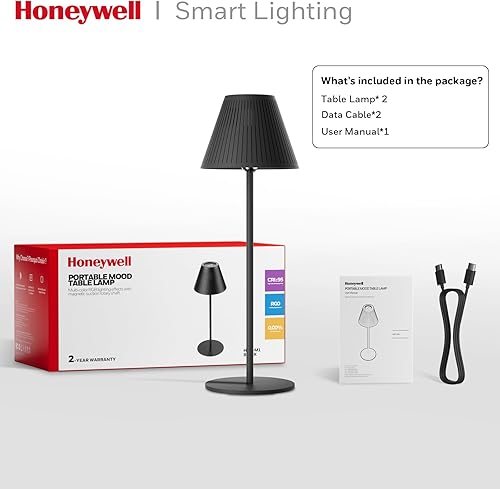 Miniatura 8 de Honeywell Paquete de 2 lámparas de mesa inalámbricas recargables  M1 Sunturalux Lámpara de escritorio LED portátil de 5200 mAh, funciona con pilas,