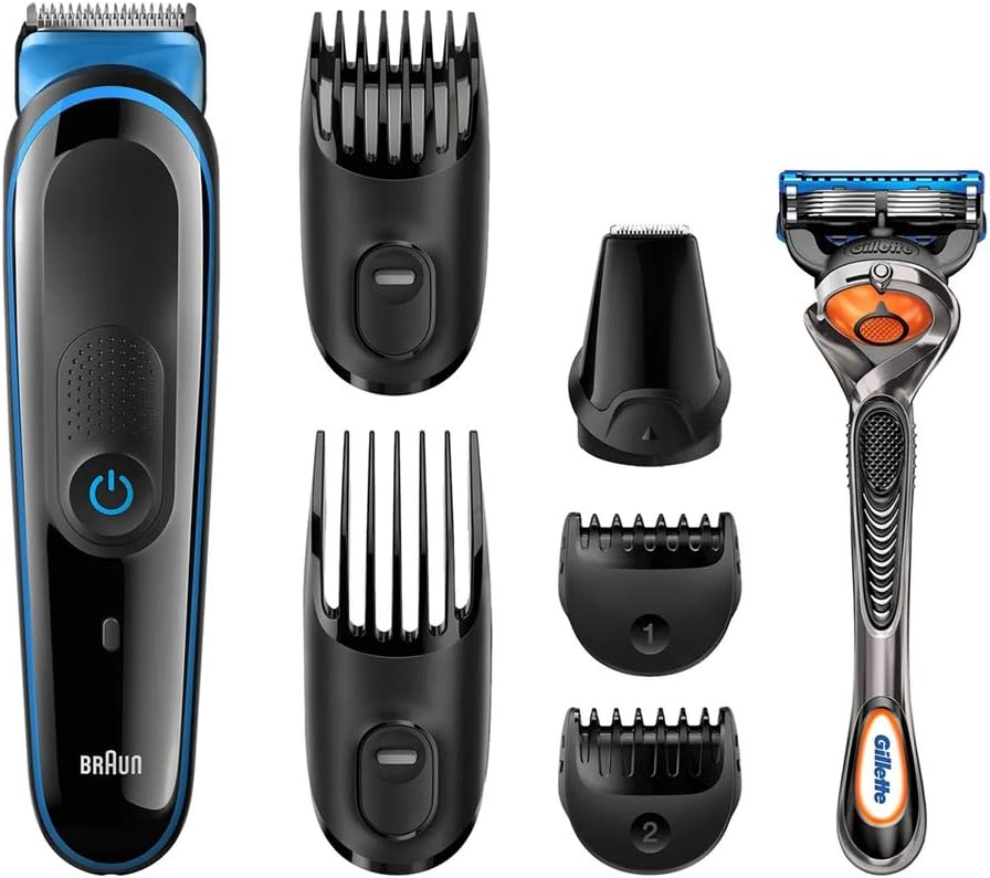 Braun Multi Grooming Kit MGK3045 Black/Blue – 7-in-1 Precision Trimmer for Beard and Hair Styling