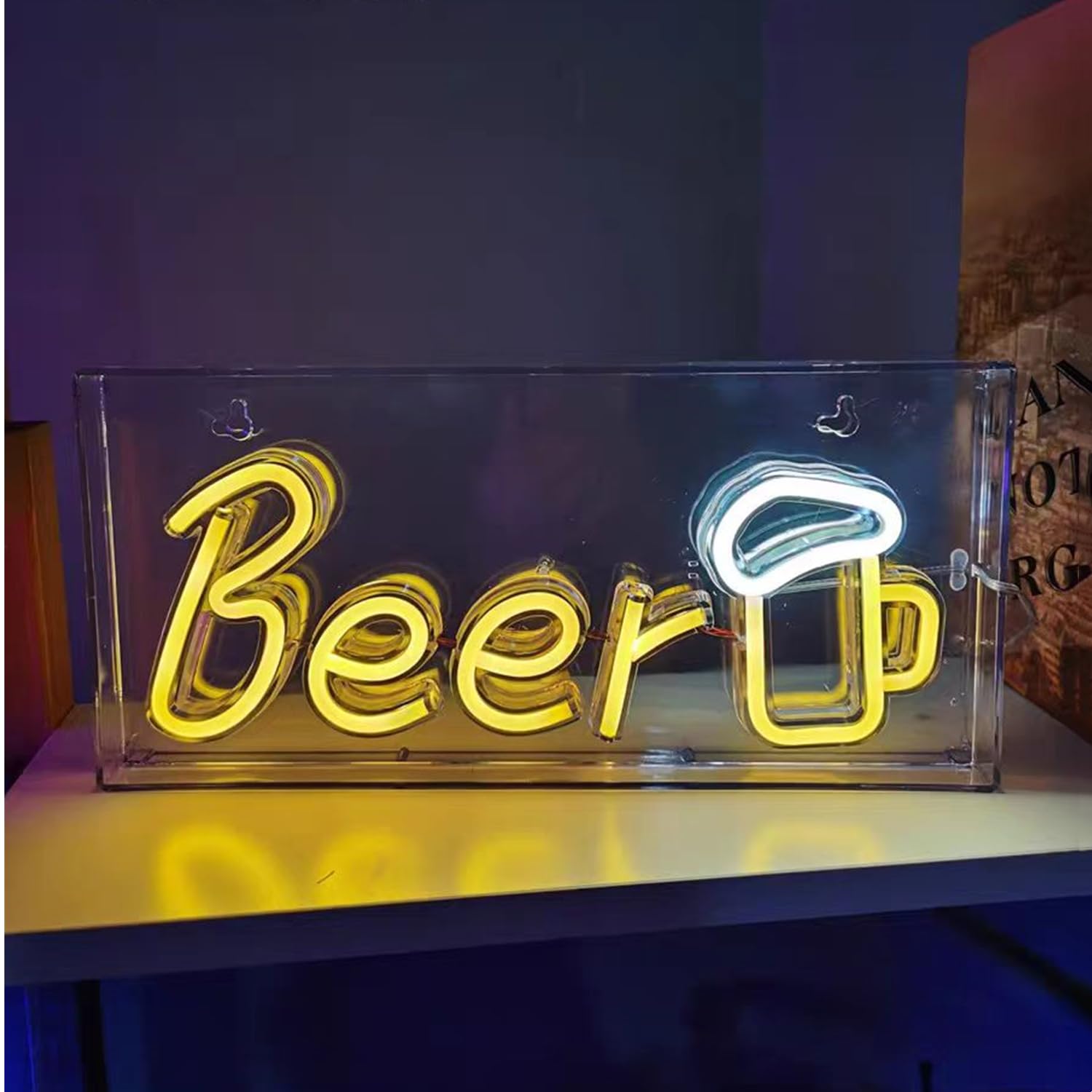Letrero de neón de bar para cueva de hombre, dormitorio, hogar, club, bistró, luz LED 3D de neón de cerveza alimentada por USB, letreros de neón para pub, 29 x 14 x 3 cm (blanco cálido)
