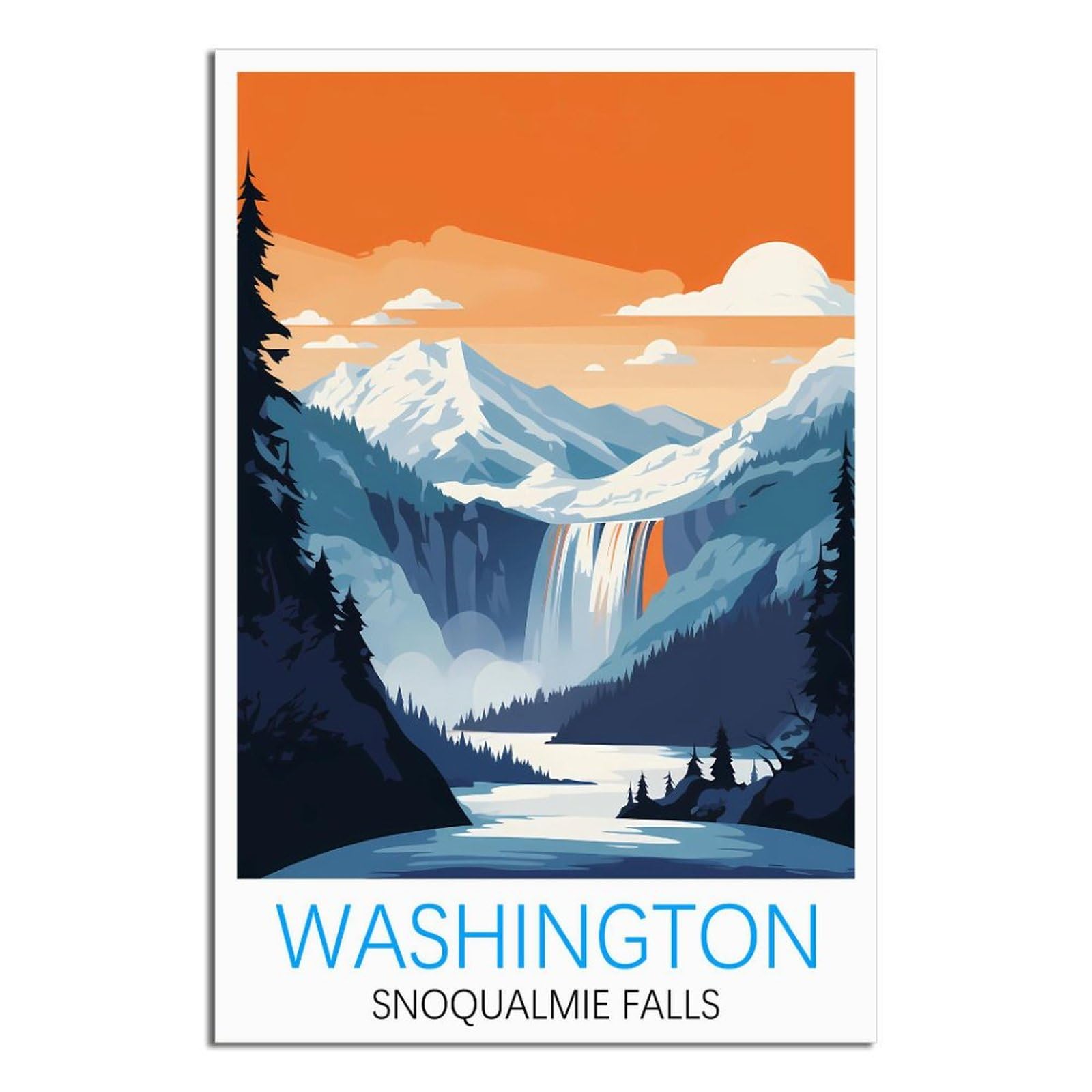 EZMLFA 5D Diamond Painting Kits,Washington Snoqualmie Falls,Diamond Painting Kits for Beginners Round Full Drill Painting with Diamonds Gem Art for Home Wall Decor 40x40cm