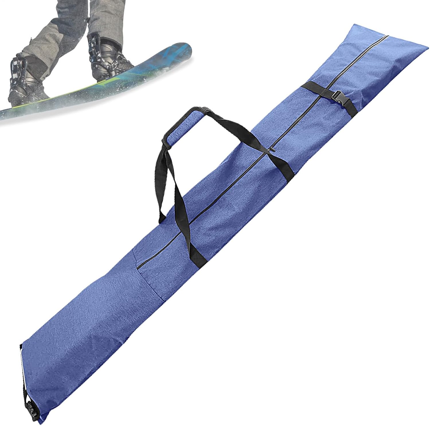 Ski Bag - Padded Snow Gear Case, Waterproof Equipment Carrier | Portable Adjustable Duraable Shoulder Strap Duffel, Comppact Winter Sports Organizer for Poles and Accessories, 14.96x9.06x15.35in