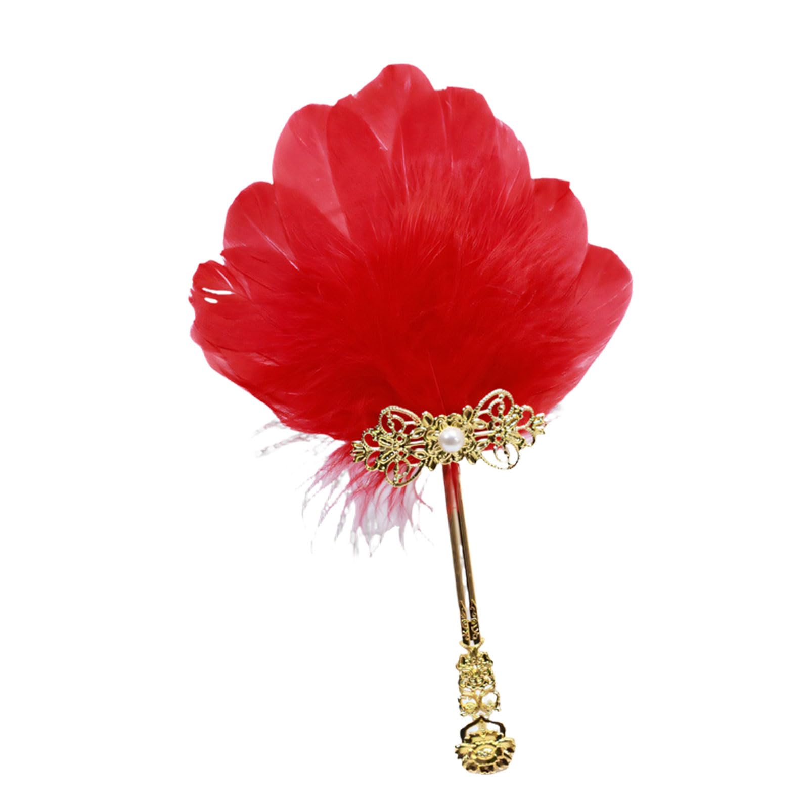 Tsophreniq Delicate Small Handheld Feathered Fan with Golden Handle for Dance Practice Theater and Fashion Photoshoots Accessories Photography Props