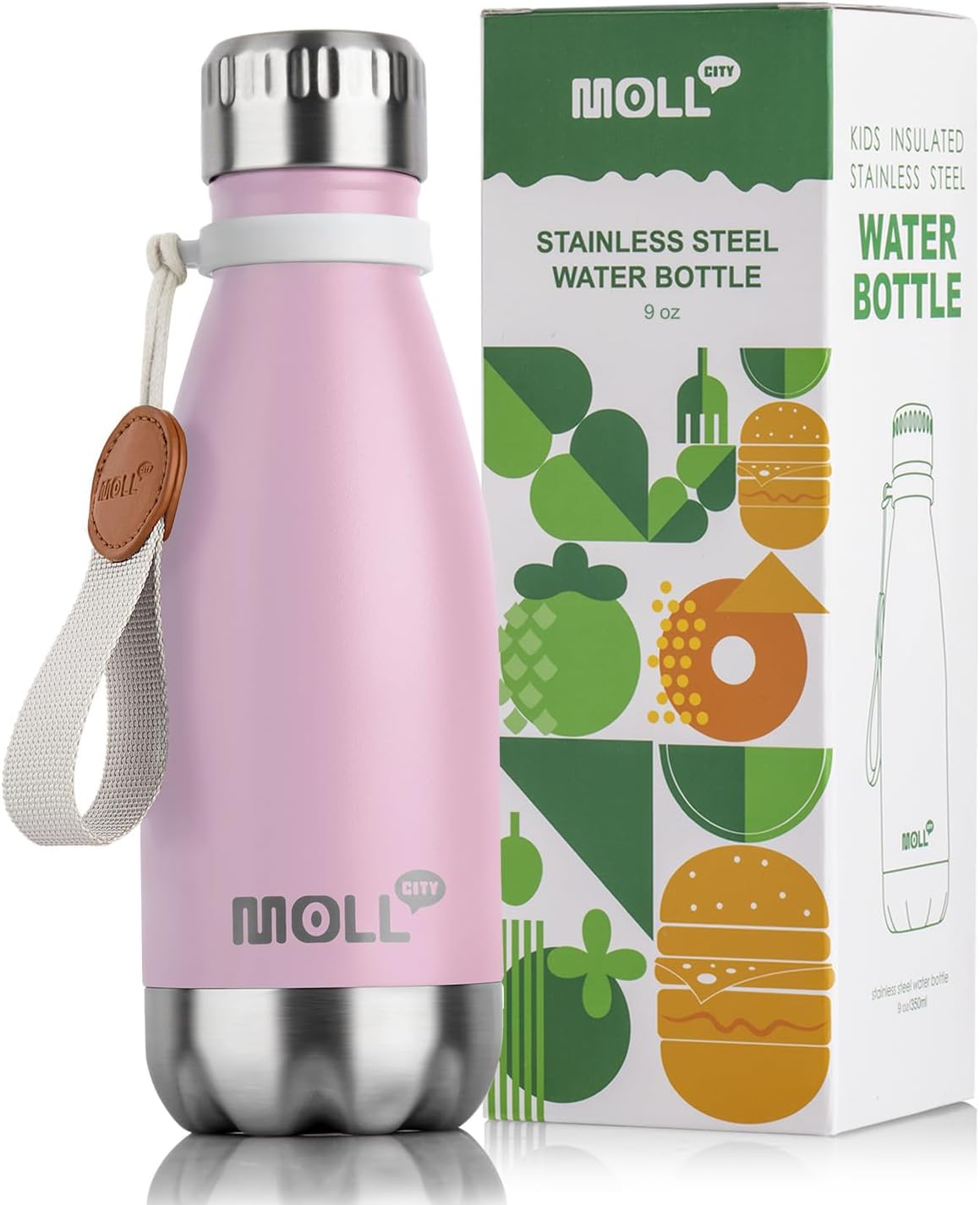 Mollcity Small Water Bottles, 9 oz Kids Water Bottle for