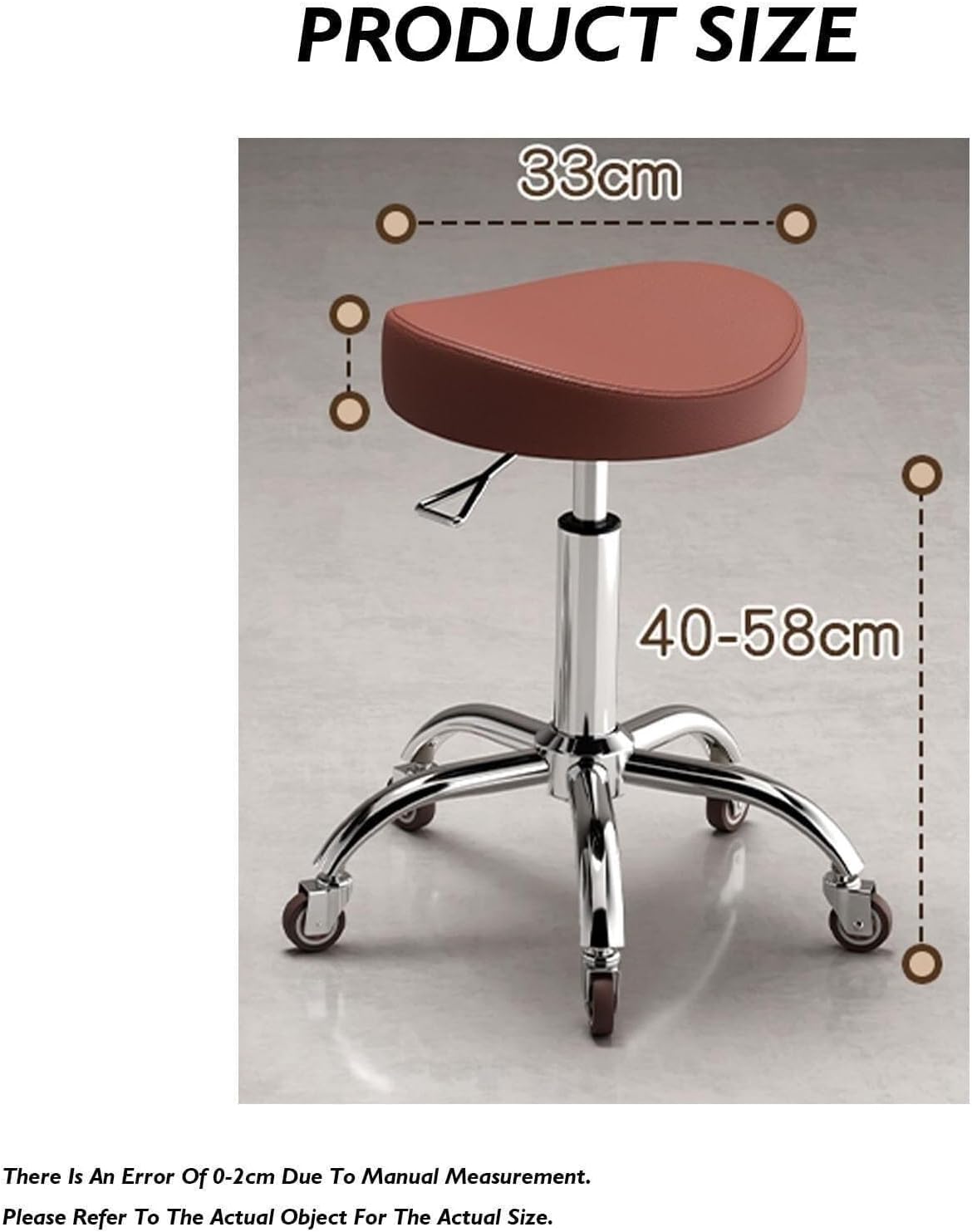 Saddle Chair Rolling Swivel Stool, Adjustable Height 40-58cm, Ergonomic Heavy Duty Metal Base for Dental Stylists, Tattoo Artists, and Beauty Professionals(Black)