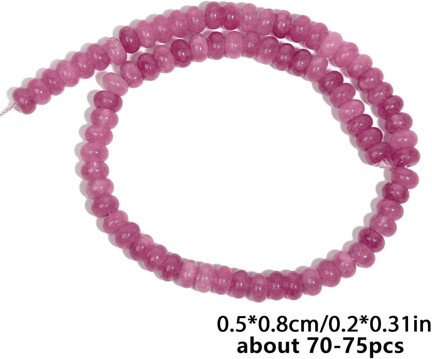 Songxi 5x8mm Natural Pink Tourmaline Stone Rondelle Beads, 75PCS Spacer Round Loose Abacus Beads for Jewelry Making, Gemstone for Bracelet Necklace Earrings, Arts and Crafts - Image 4