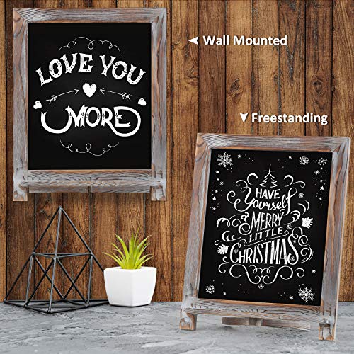 Rustic Chalkboard Sign, NEARPOW 15”x12” Tabletop Stand and Wall Hanging Display, Pine Wood Frame with Smooth Magnetic Surface Chalk Board Easel for Home Decoration, Wedding, Kitchen, Menu(Whitewashed)