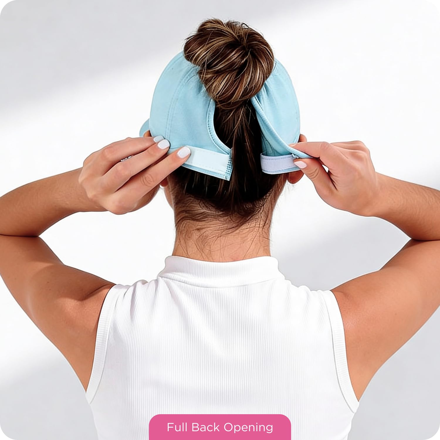 Ponyflo Active Ponytail Hat - Gorro de cola de caballo para mujer, diseñado para cabello rizado blanco menta