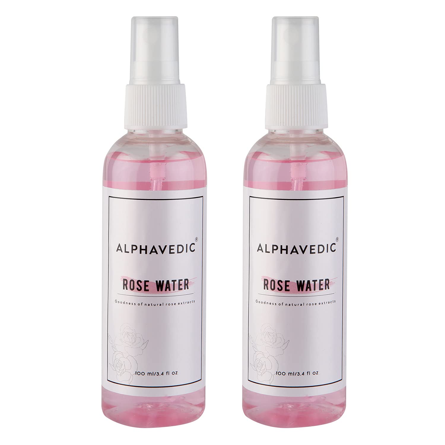 AlphavedicPremium Rose Water Combo-100ml, Pure, Natural, Undiluted | Gulab Jal | Chemical Free Skin Toner For Natural Glowing Skin