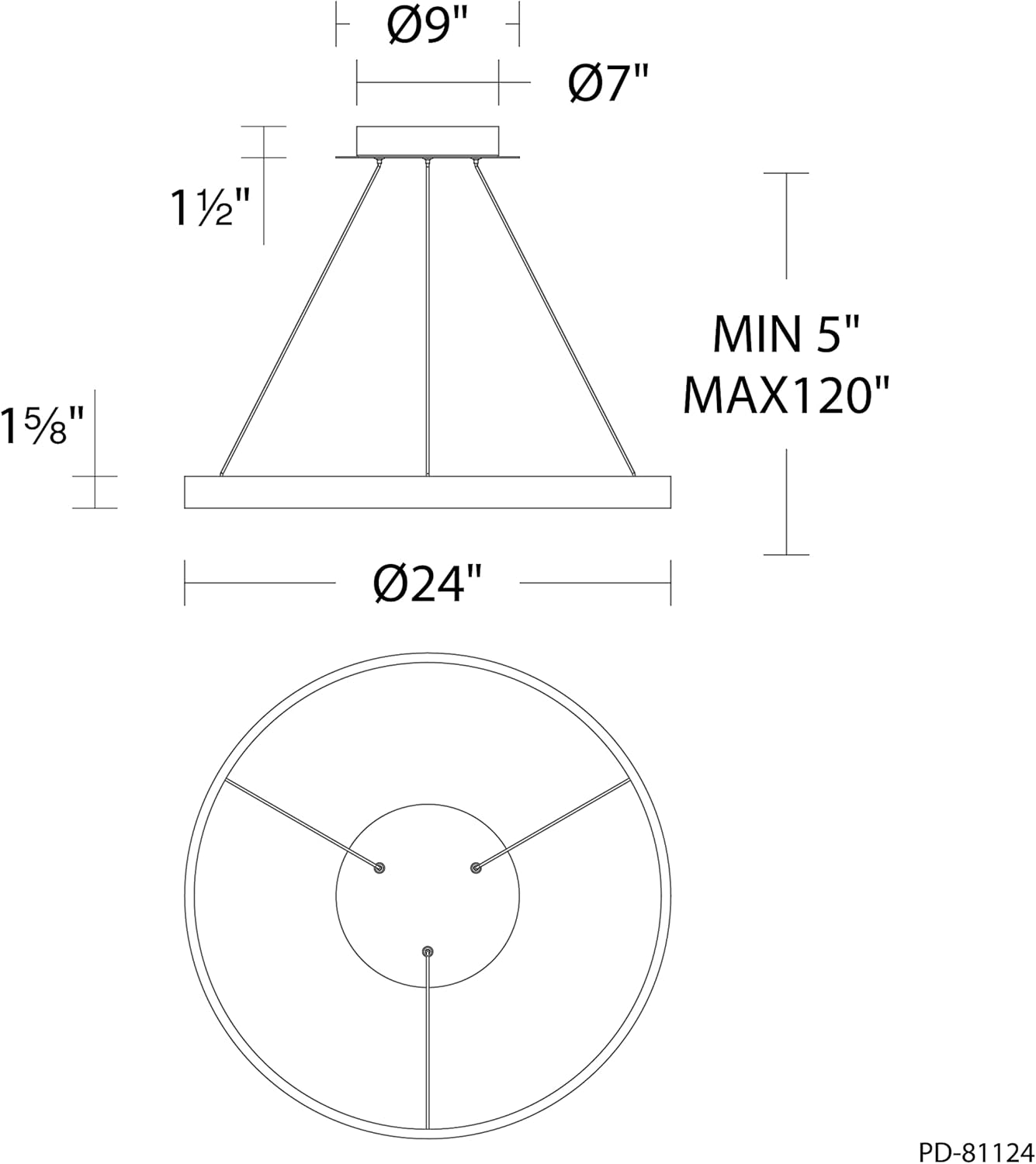WAC Lighting dweLED, Sirius 18in LED Pendant 3000K in Black