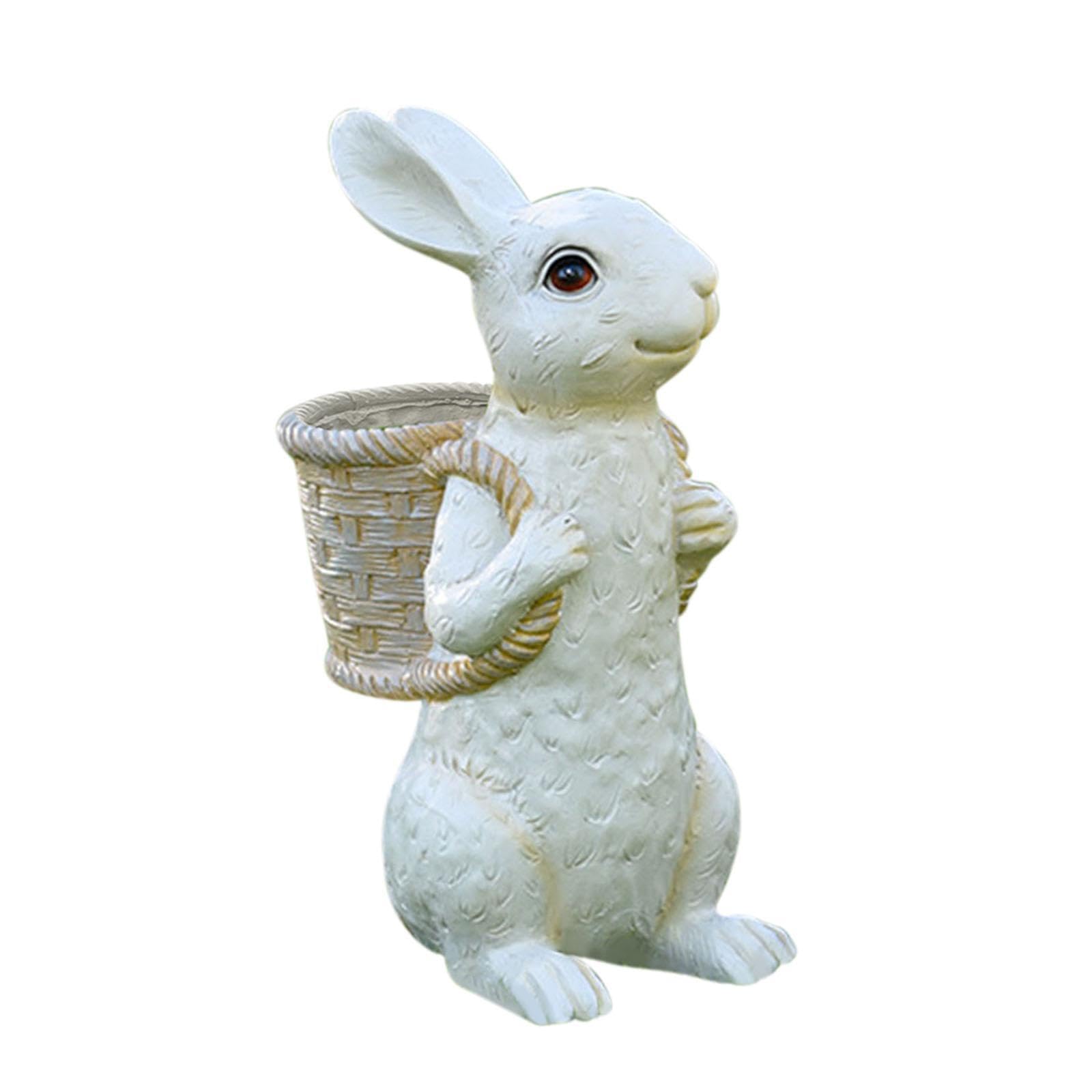Statue de Lapin en Pot de Fleurs, Artisanat raffiné, pour Jardin, Cour, Pâques, Sculpture Lapin, Pot Fleurs, Convient pour Balcon, Cour, Sculptures d'animaux, décoration Jardin, extérieur
