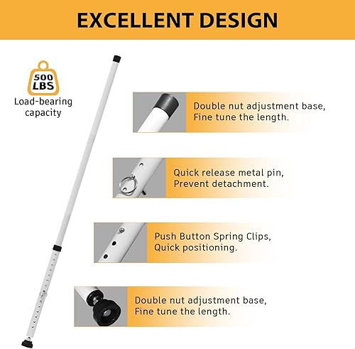 Miniatura 4 de PBHEPJ Barra de seguridad para puerta corredera, barra de seguridad ajustable de 18.5 a 51 pulgadas para puerta de patio con puntas de goma, barra