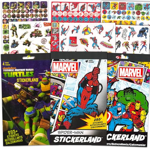 Superhero Stickers for Boys Bundle ~ 900+ Super Hero Stickers Featuring Marvel Avengers, Spiderman, and TMNT for Party Favors | Superhero Birthday...
