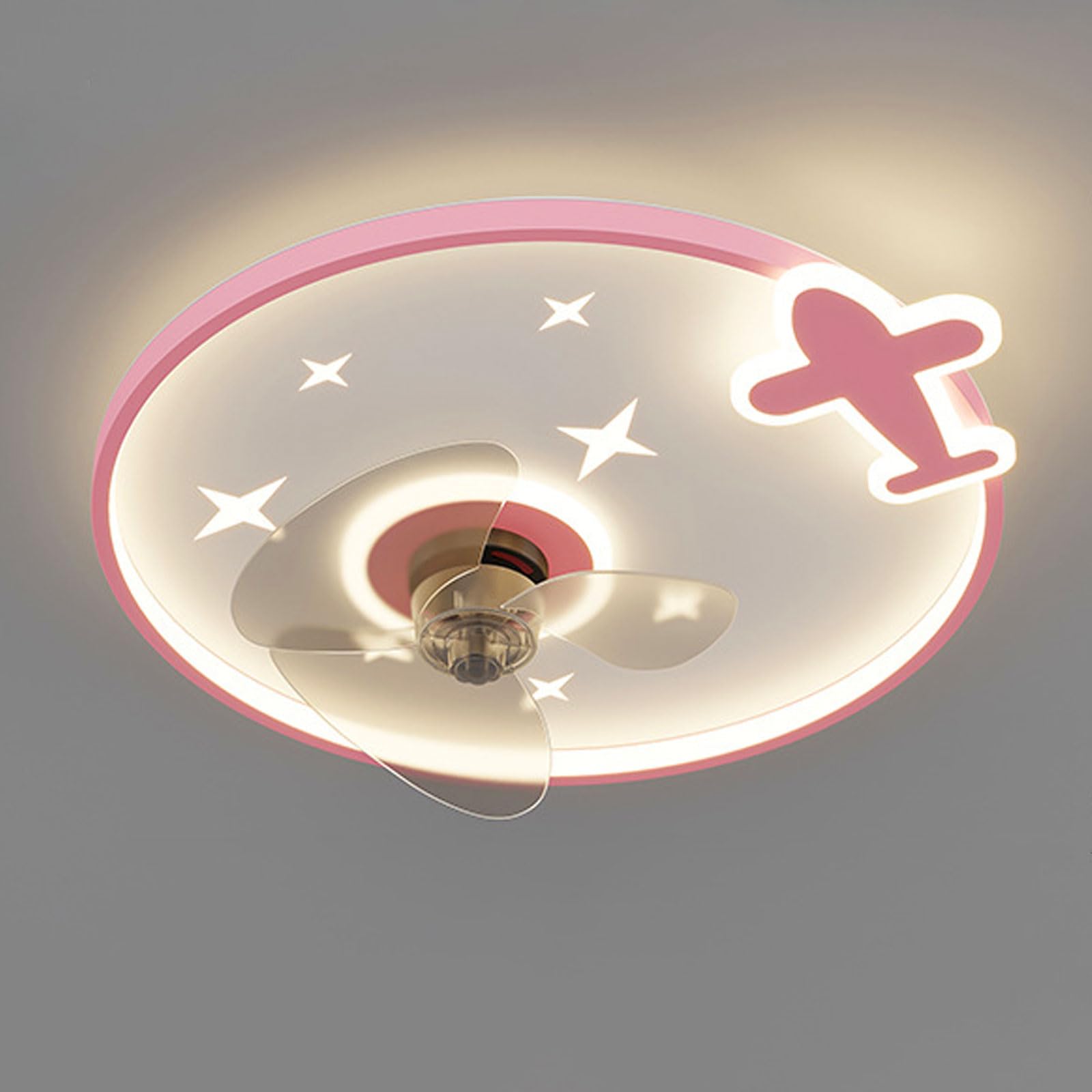 HXYSXHJUO Flush Mount Ceiling Fans With Lights And Remote Dimmable LED Light Fan 6 Speeds Quiet For Kids Room Bedroom Nursery Children's 50cm(19.7in)