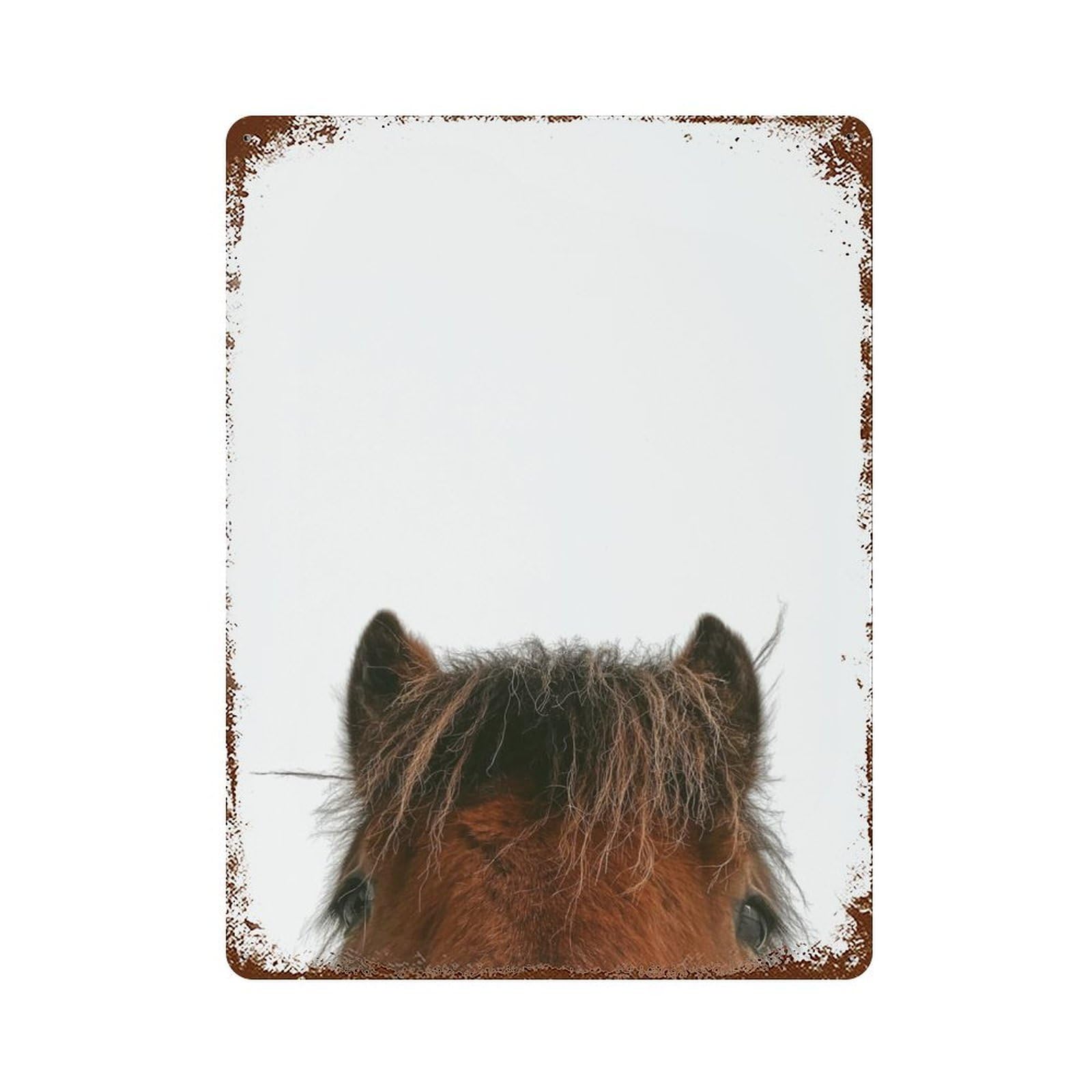 Selfie Horse Aged Metal Wall Plaque 15.7"x11.8", Ideal for Garage, Bar And Workshop Decor