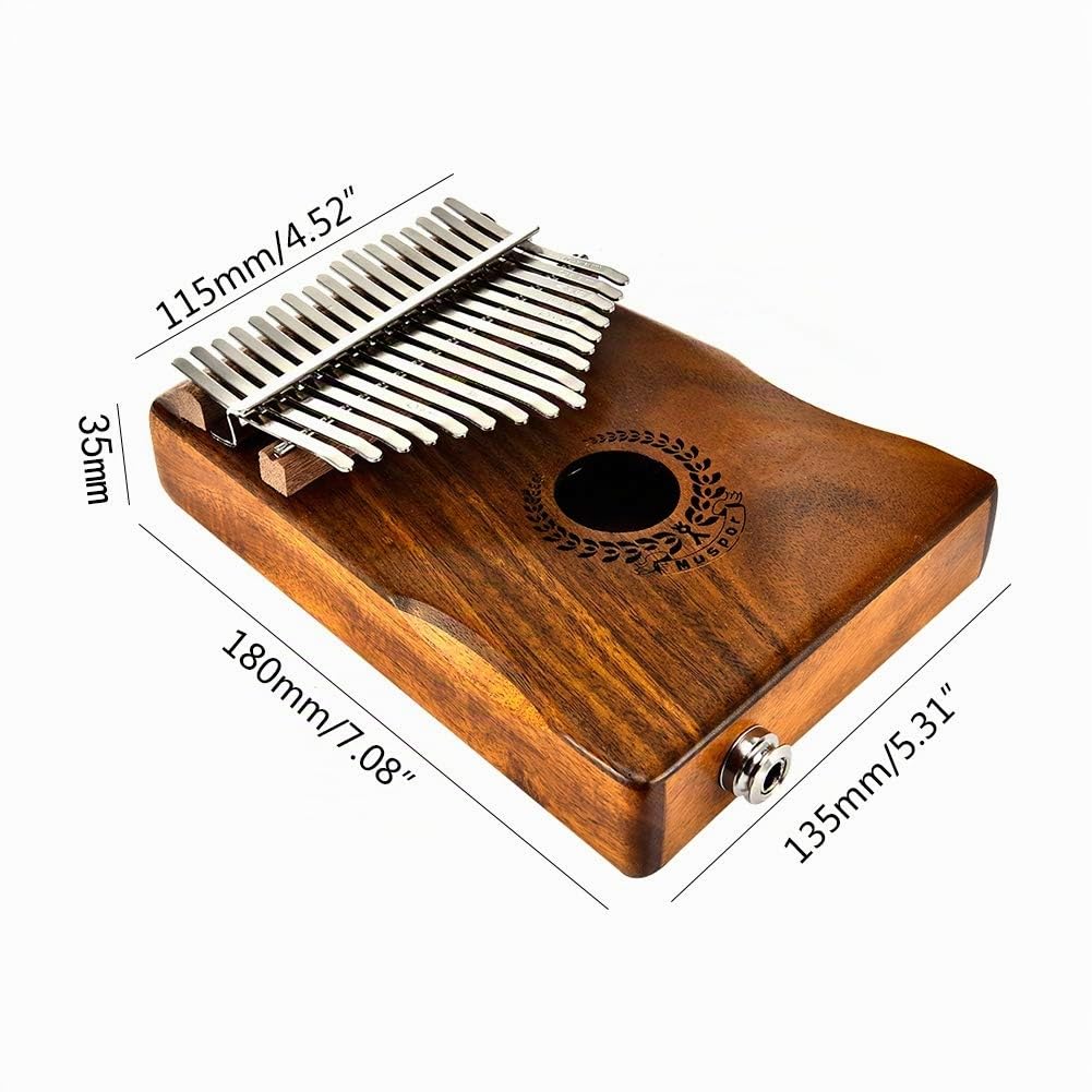 Alnicov 17 tasti Acacia EQ Kalimba, pickup integrato per pianoforte elettrico con dito e interfaccia audio da 6,35 mm per principianti Strumenti musicali professionali