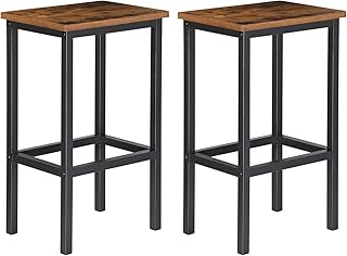 H JINHUI Bar Stools Set of 2, Industrial Style Breakfast Stool Chairs, Counter Height High Stools, Kitchen Bar Stools, 65cm High Seat, for Farmhouse, Living Room, Cafe Pub, Rustic Brown and Black