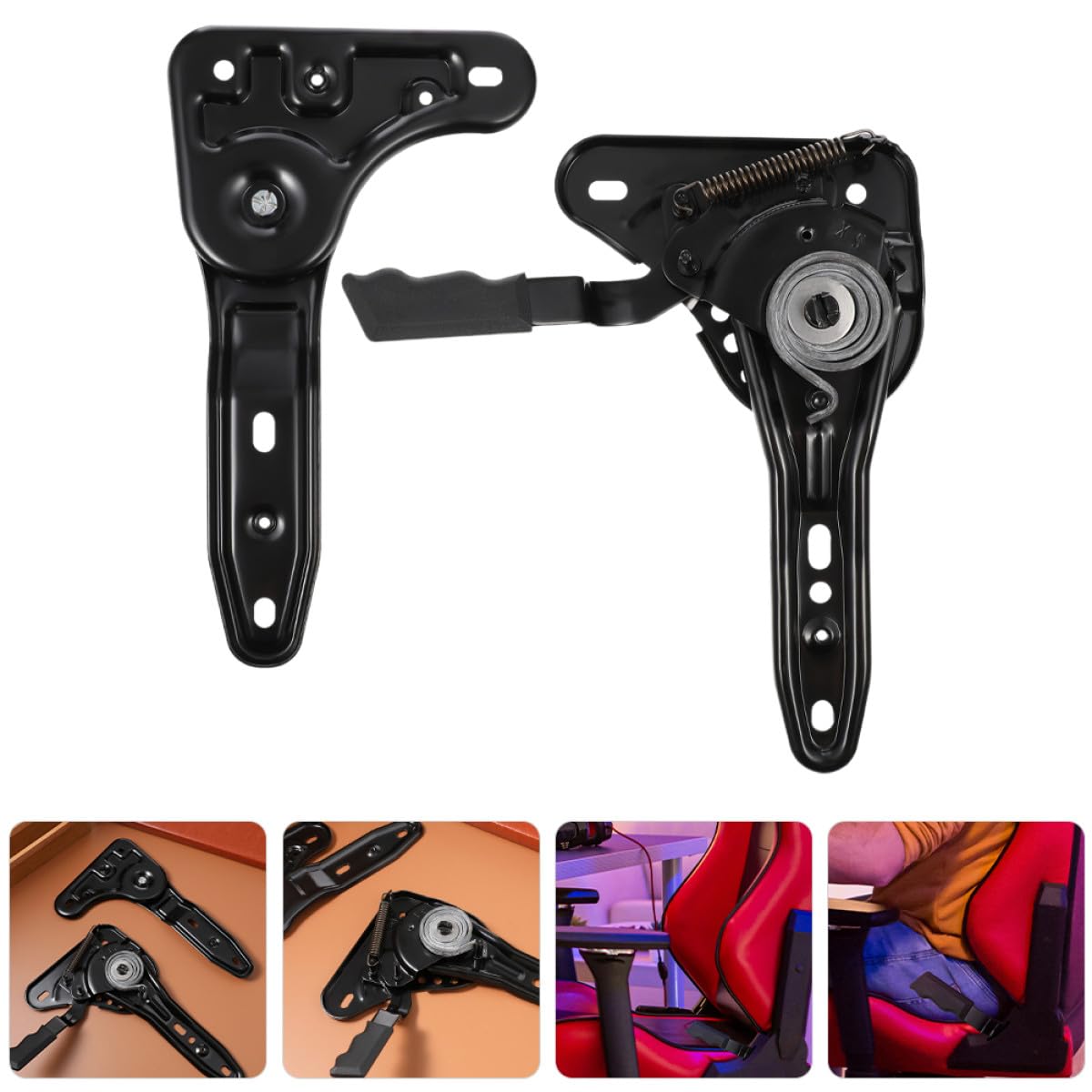 FUOYLOO Ajustador de Ángulo Metálico para Silla de Oficina y Gaming, Regulador Multiángulo 155° Compatible con Sillón Reclinable, Accesorio de Repuesto para Mecanismo Ergonómico de