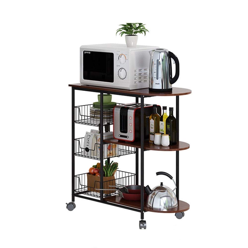 Support micro-ondes bois massif étagère de cuisine 3 niveaux salon