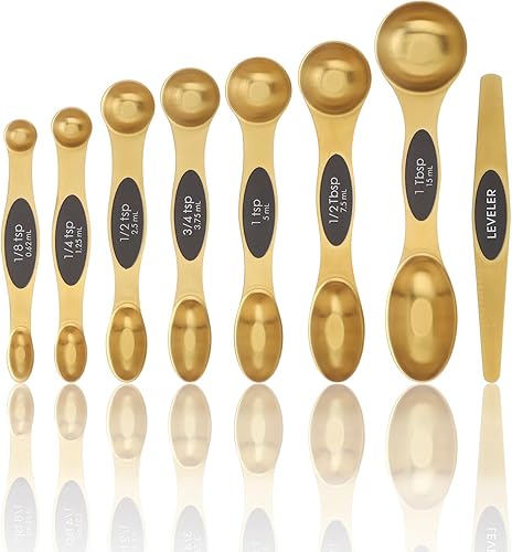 Juego de cucharas medidoras magnéticas, de acero inoxidable, de doble cara, apilables, de doble cara para medir ingredientes secos y líquidos, cabe
