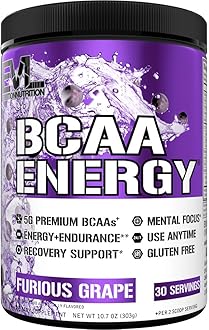 EVL BCAAs Amino Acids Powder - BCAA Energy Pre Workout Powder for Muscle Recovery Lean Growth and Endurance - Rehydrating Post Workout Recovery Drink with Natural Caffeine - Furious Grape