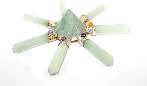 Jet Green Aventurina 7 Point Chakra Pirámide Generador