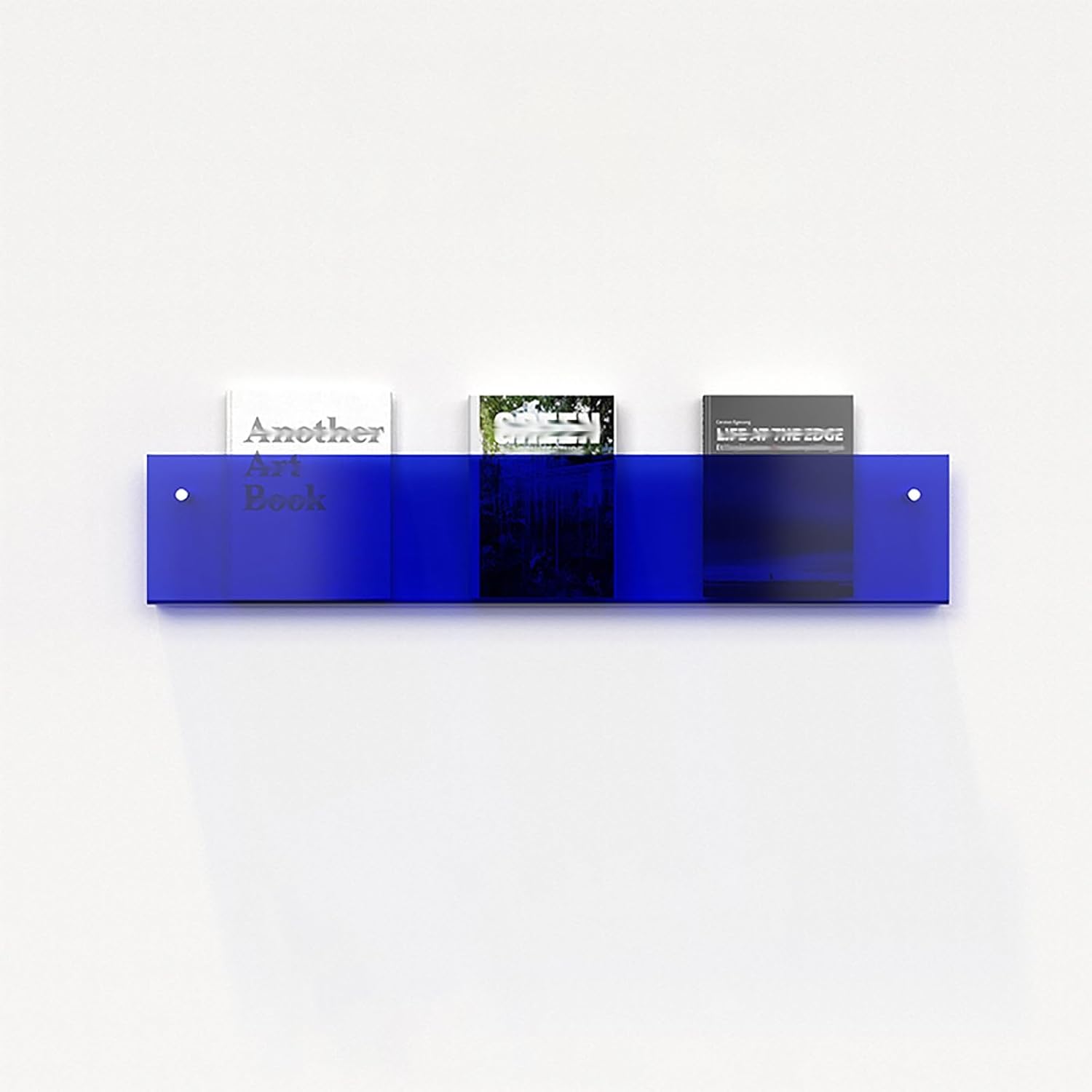 Wall Mounted Acrylic Magazine Rack - Blue Brochure Holder & Book Display Stand for Kids Room, Vinyl Record Organizer, Newspaper Shelf for Paper & Notebook (L120cm/47.2in)