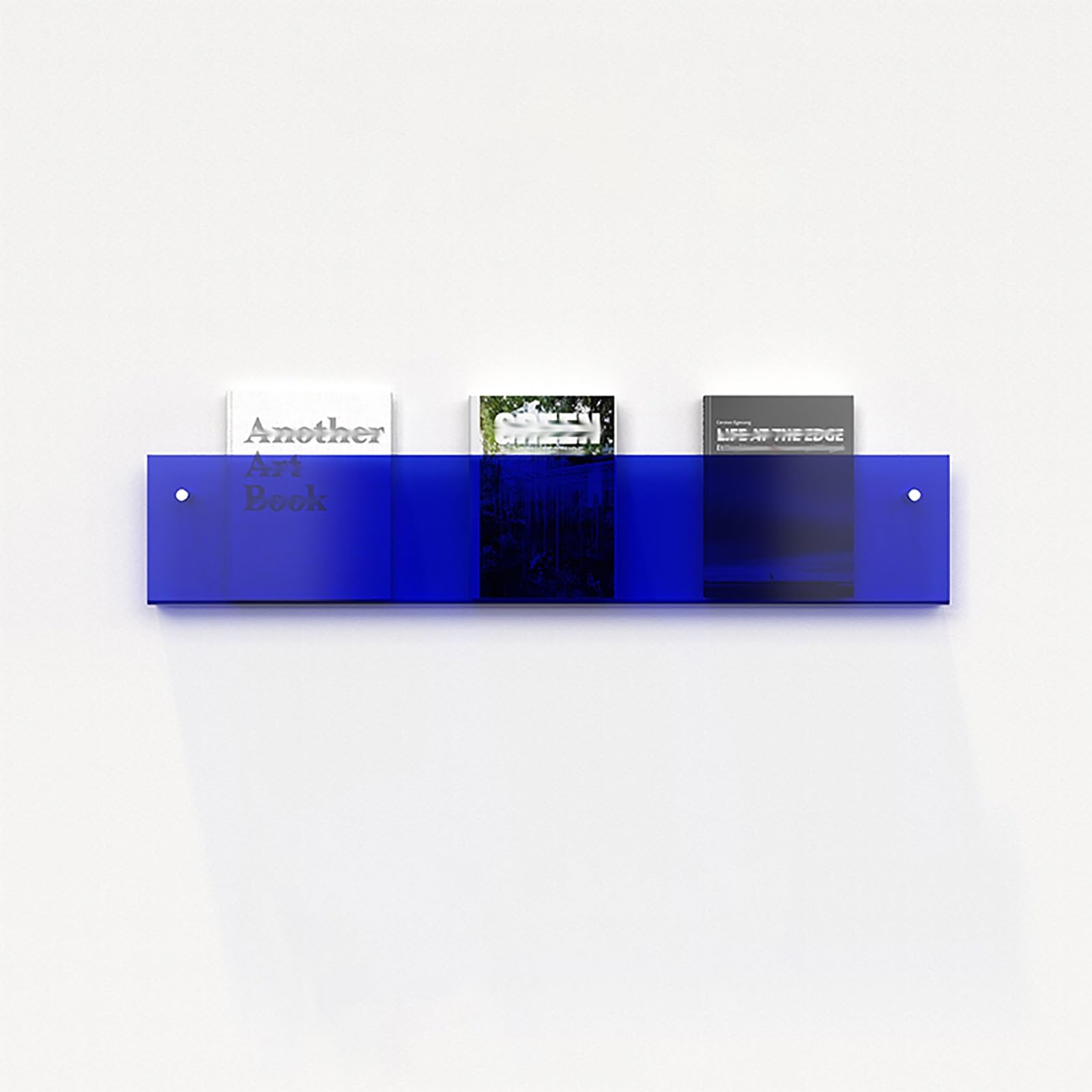Generico Portariviste in Acrilico da Parete Blu - Versatile Porta brochure e Supporto per Libri - Ideale per organizzare Dischi in Vinile e mensola per giornali nella cameretta dei Bambini (L40 cm/15